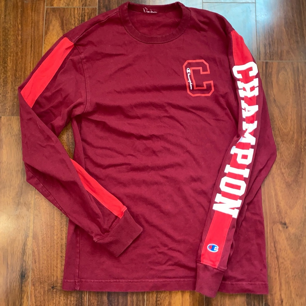 Mens Red Champion Long Sleeve